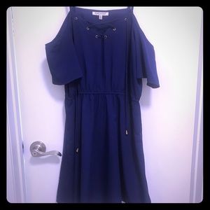 Off the shoulder tie up blue dress